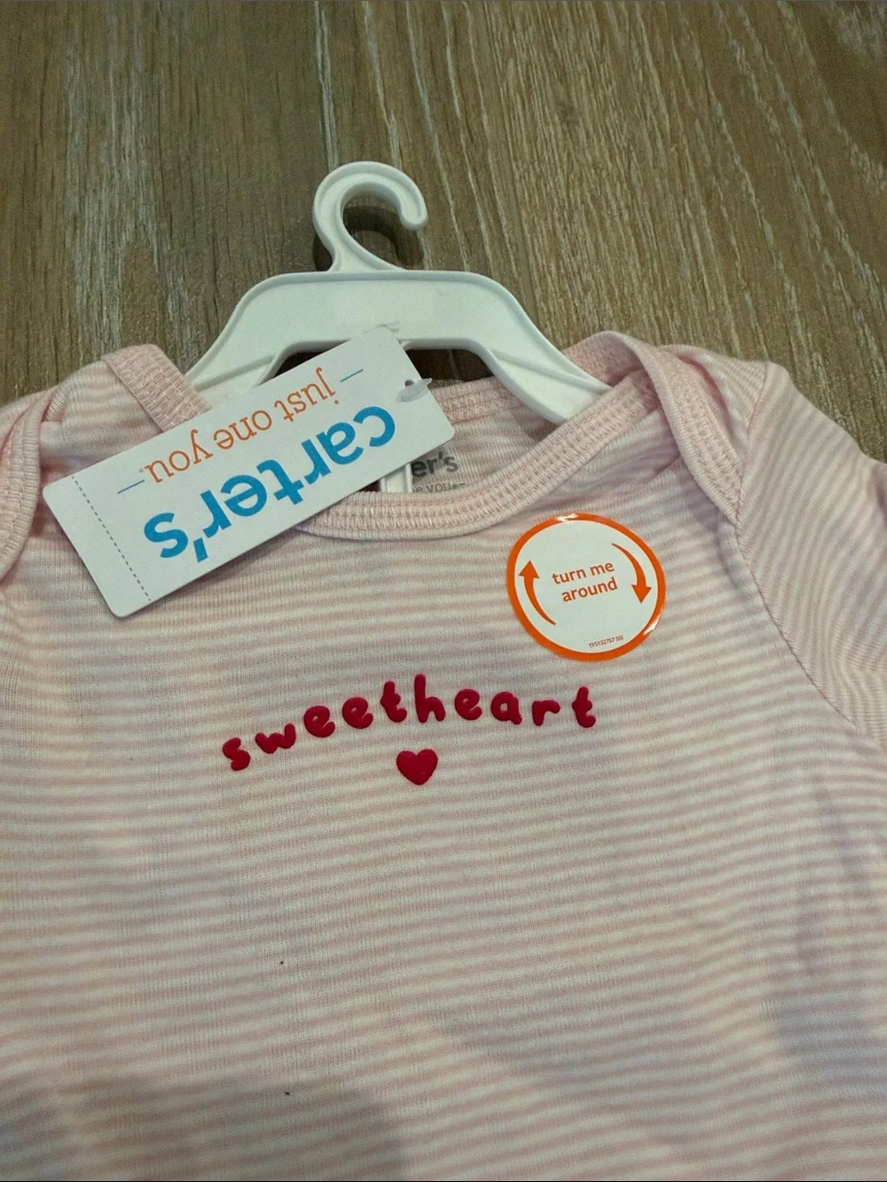 Carter's Light Pink Striped Long Sleeve Set with Sweetheart Embroidery NWT